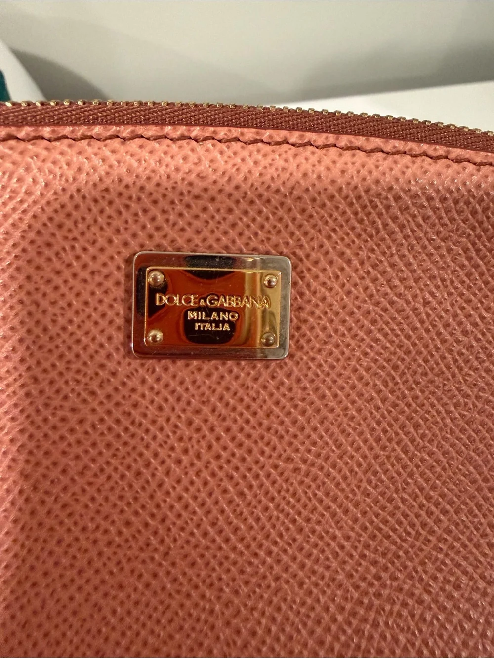 Dolce & Gabbana Peach Saffiano Leather Cosmetic Case
